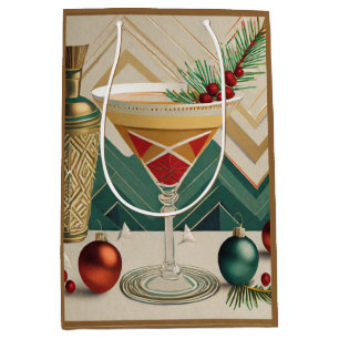 Mid Century Christmas Cocktail Party Happy Hour Medium Gift Bag