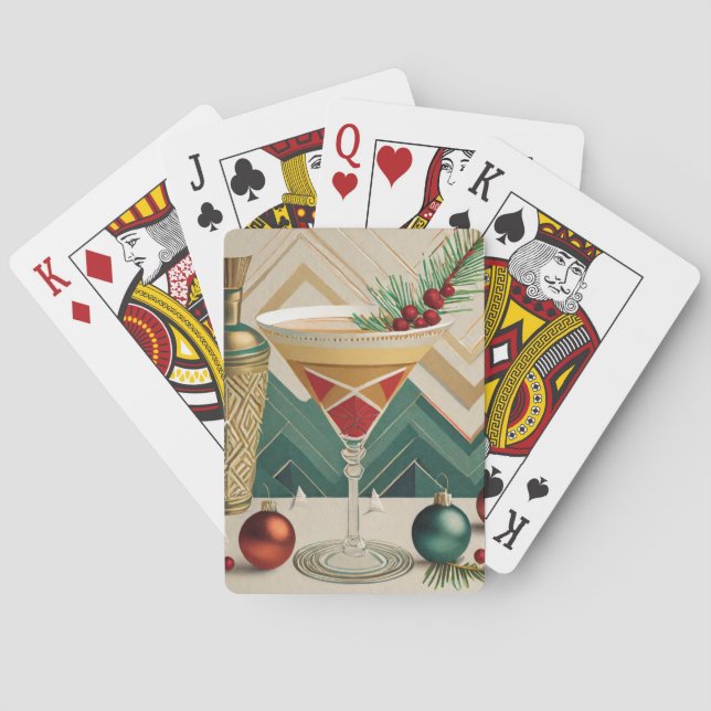 Mid Century Christmas Cocktail Party Happy Hour Playing Cards (Back)