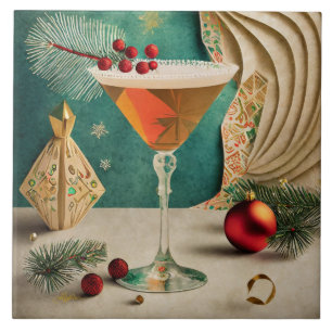 Mid Century Christmas Cocktail Party Happy Hour Tile