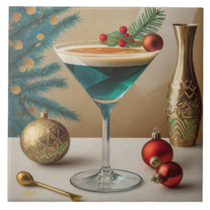 Mid Century Christmas Cocktail Party Happy Hour Tile