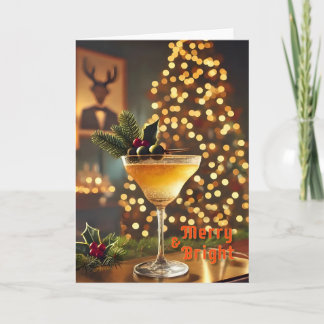 Mid Century Christmas Merry & Bright Cocktail Card