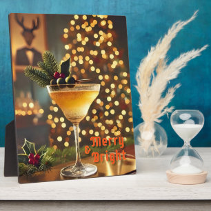 Mid Century Christmas Merry & Bright Cocktail Plaque