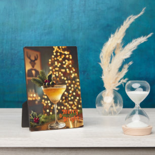 Mid Century Christmas Merry & Bright Cocktail Plaque