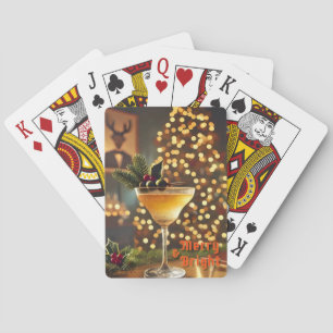 Mid Century Christmas Merry & Bright Cocktail Playing Cards