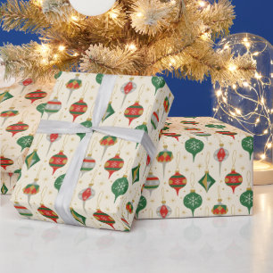 Mid-Century Christmas Ornaments Wrapping Paper