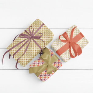 Mid-Century Christmas Snowflake Ornament Wrapping Paper Sheet