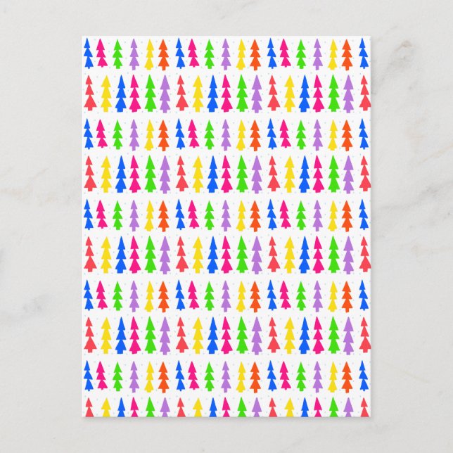 Mid Century Christmas Trees Multi Colour Postcard (Front)