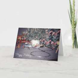 Mid-century Christmas Vintage Holiday Toys Train Card