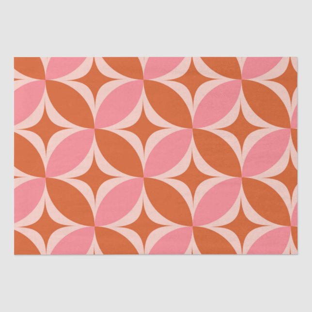Mid Century Circle Starbursts pink and orange Tissue Paper (Front)