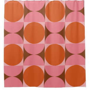 Mid century Circles and Half Circles Pink Orange 