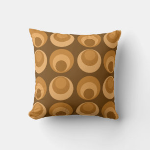 Mid Century Circles Burnt Orange Throw Pillow