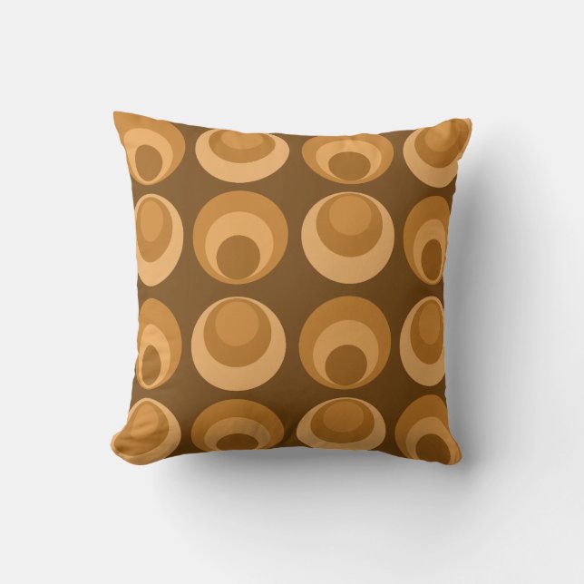 Mid Century Circles Burnt Orange Throw Pillow (Front)