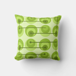 Mid Century Circles Chartreuse Throw Pillow