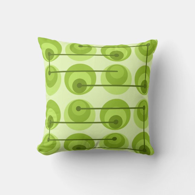 Mid Century Circles Chartreuse Throw Pillow (Front)