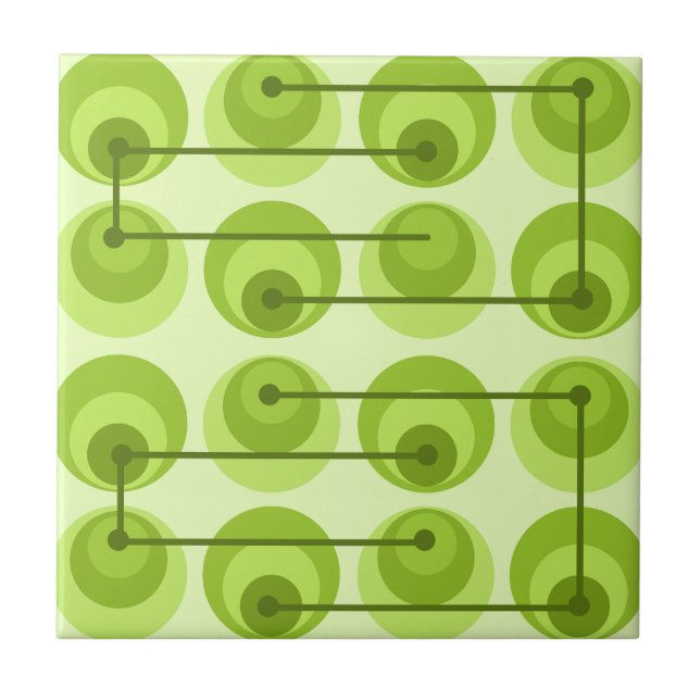 Mid Century Circles Chartreuse Tile (Front)