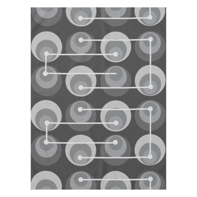 Mid Century Circles Dark Grey Tablecloth (Front)