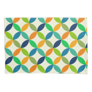 Mid Century Circles in Blue, Green and Orange Pillowcase