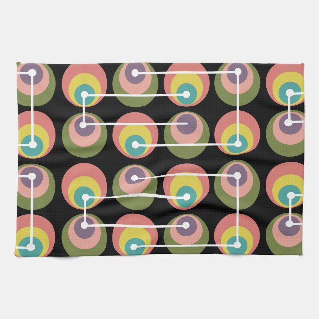 Mid Century Circles Multicolored Kitchen Towel (Horizontal)