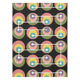 Mid Century Circles Multicolored Tablecloth