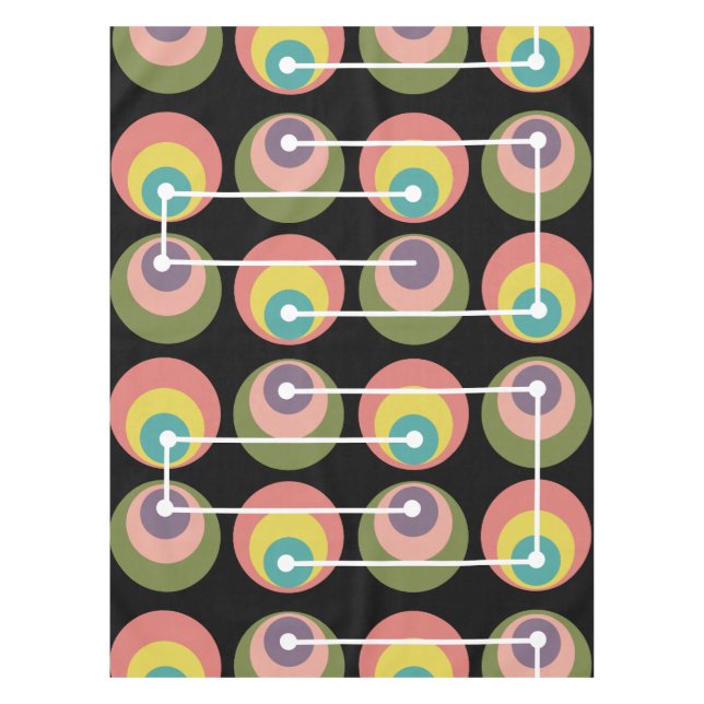 Mid Century Circles Multicolored Tablecloth (Front)