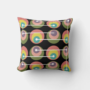 Mid Century Circles Multicolored Throw Pillow