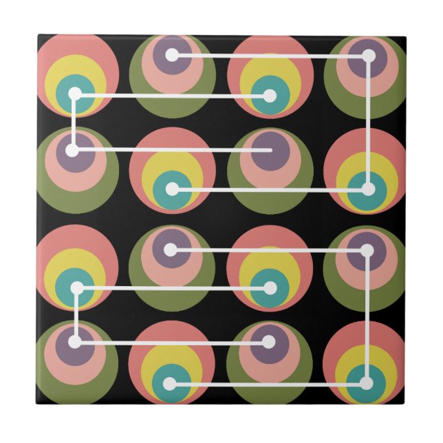 Mid Century Circles Multicolored Tile (Front)