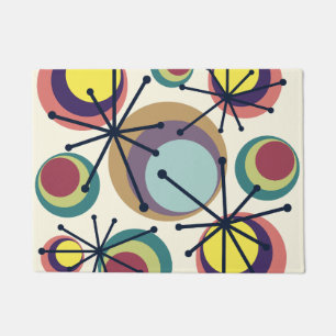 Mid Century Circles Starbursts Colourful Doormat