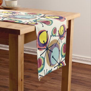 Mid Century Circles Starbursts Colourful Short Table Runner