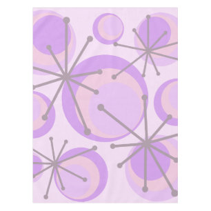 Mid Century Circles Starbursts Lavender Tablecloth