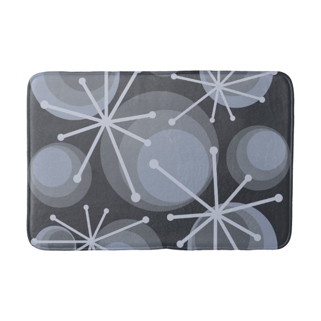 Mid Century Circles Starbursts Slate Bath Mat (Front)