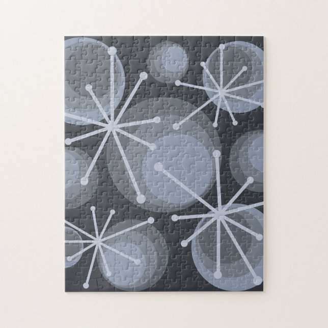 Mid Century Circles Starbursts Slate Jigsaw Puzzle (Vertical)