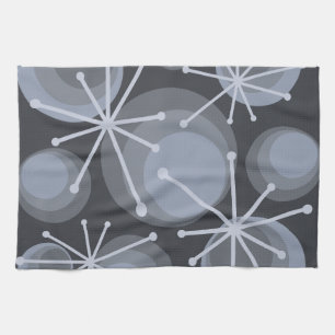 Mid Century Circles Starbursts Slate Kitchen Towel