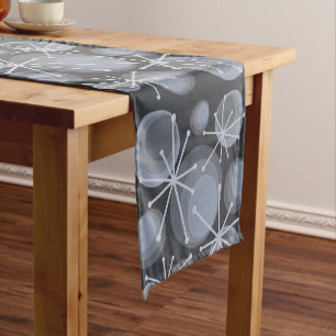 Mid Century Circles Starbursts Slate Short Table Runner