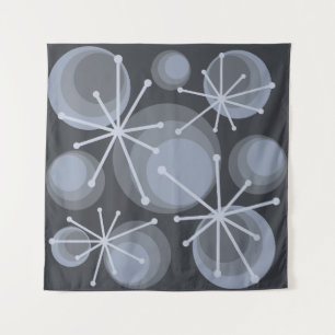 Mid Century Circles Starbursts Slate Tapestry