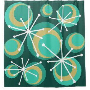 Mid Century Circles Starbursts Teal
