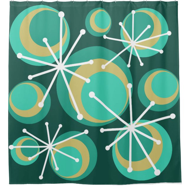 Mid Century Circles Starbursts Teal (Front)