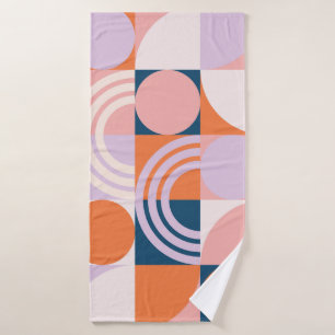 Mid-Century Circles Stripes: Geometric Pattern Bath Towel
