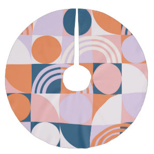 Mid-Century Circles Stripes: Geometric Pattern Brushed Polyester Tree Skirt