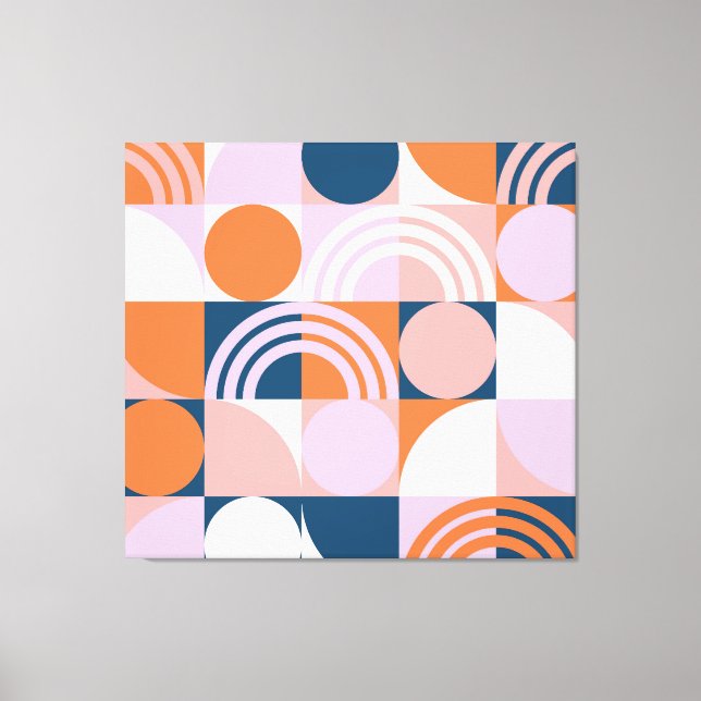 Mid-Century Circles Stripes: Geometric Pattern Canvas Print (Front)