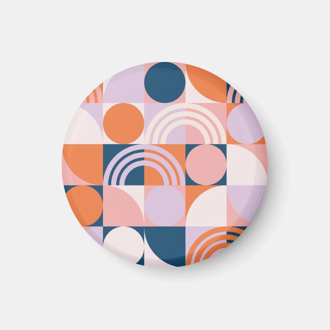 Mid-Century Circles Stripes: Geometric Pattern Magnet (Front)