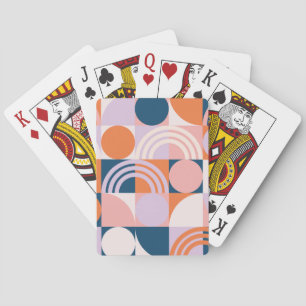 Mid-Century Circles Stripes: Geometric Pattern Playing Cards