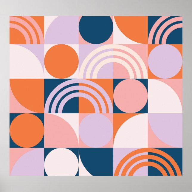 Mid-Century Circles Stripes: Geometric Pattern Poster (Front)