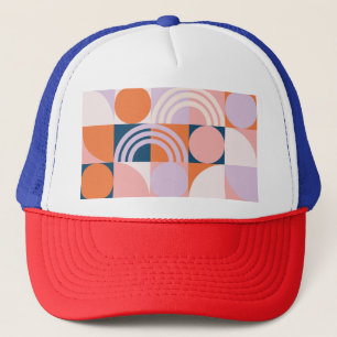 Mid-Century Circles Stripes: Geometric Pattern Trucker Hat
