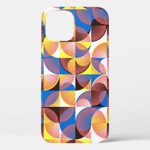 Mid-century circles, stripes, vintage tiles iPhone 12 case