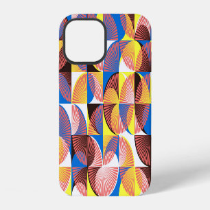 Mid-century circles, stripes, vintage tiles iPhone 12 case
