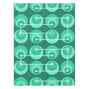 Mid Century Circles Teal Tablecloth