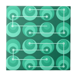Mid Century Circles Teal Tile