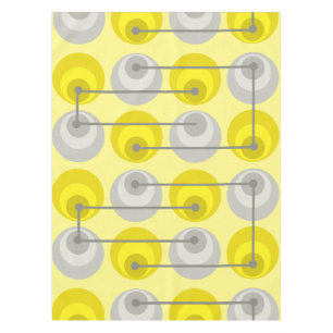 Mid Century Circles Yellow Grey Tablecloth