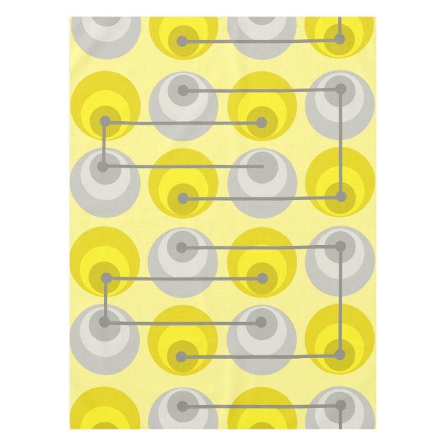 Mid Century Circles Yellow Grey Tablecloth (Front)