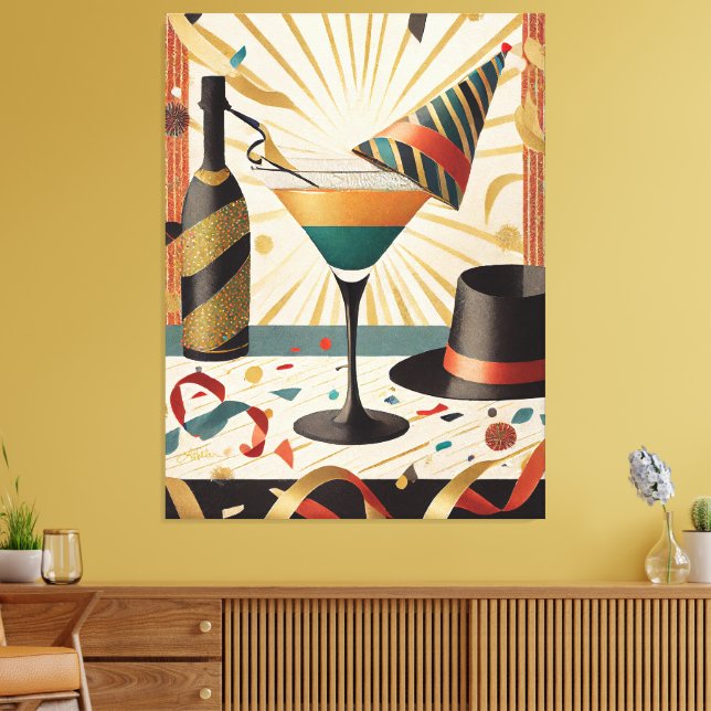 Mid-Century Cocktail Hour - New Years Eve Canvas Print (Insitu(LivingRoom))